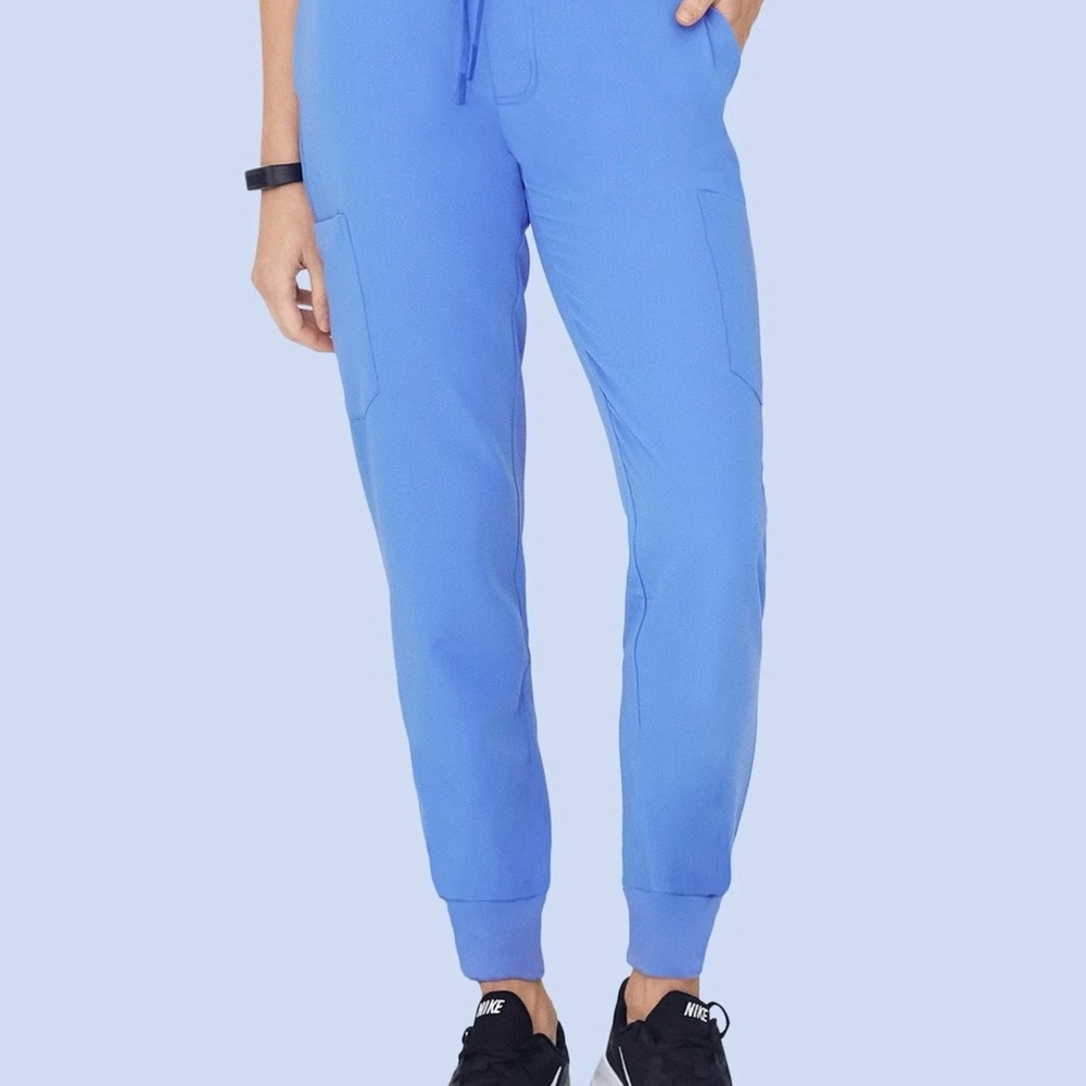 Mandala Scrubs XS Petite Ceil Blue High Waisted Jogger Pants Women's